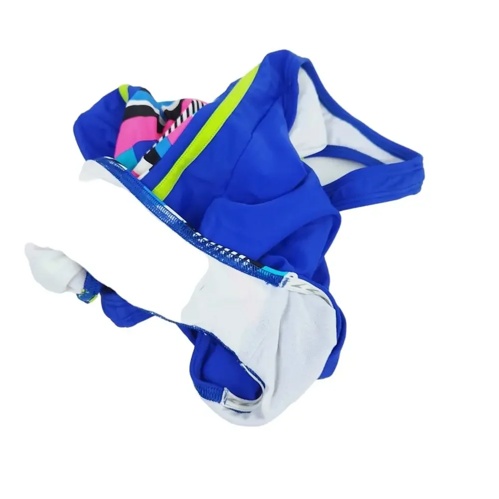 Speedo Girls Bathing Suit Size 12 Blue Neon One Piece Swimsuit Patterned